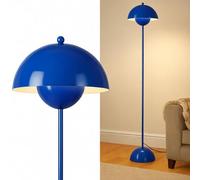 Alpinaluz Lampadaire en Acier avec Abat-jour Bombé - Style Scandinave et Rétro - Éclairage Indirect vers le Bas - Douille E27 - Interrupteur au Pied - Pour Salon ou Chambre (Bleu Cobalt)