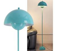 Alpinaluz Lampadaire en Acier avec Abat-jour Bombé - Style Scandinave et Rétro - Éclairage Indirect vers le Bas - Douille E27 - Interrupteur au Pied - Pour Salon ou Chambre (Turquoise)
