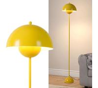 Alpinaluz Lampadaire en Acier avec Abat-jour Bombé - Style Scandinave et Rétro - Éclairage Indirect vers le Bas - Douille E27 - Interrupteur au Pied - Pour Salon ou Chambre (Jaune)