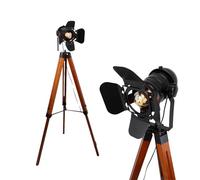 Alpinaluz Lampadaire trépied en bois vintage - Design cinématographique avec orientable, hauteur réglable, culot E27, pour salon ou studio