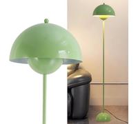 Alpinaluz Lampadaire Vert en Acier avec Abat-jour Bombé - Design Scandinave Rétro - Éclairage Indirect vers le Bas - Douille E27 - Interrupteur au Pied - Pour Salon ou Chambre