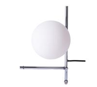 Alpinaluz Lampe de table moderne - Design minimaliste en acier chromé en forme de V et abat-jour sphérique en verre opale blanc - Culot E27 pour chambre, bureau ou table de chevet