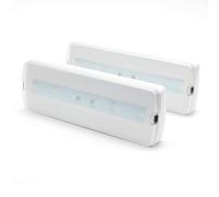 Alpinaluz Lot de 2 lumières d'urgence LED 3 W avec batterie au lithium, puce LED SMD2835 265 lm Autonomie de 3 heures - Comprend kit d'encastrement et clips, diffuseur PC résistant