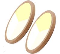 Alpinaluz Lot de 2 plafonniers LED effet bois 24 W Ø300 mm - Downlight LED encastrable ou surface, ultra fin 17 mm, 2400 lm, CCT 3000K/4000K/6000K, coupe Ø65-270 mm, IP44