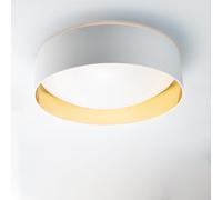 Alpinaluz Plafonnier LED Ø40 cm 30 W - Écran textile blanc avec intérieur doré réfléchissant - Lumière réglable CCT 3000K/4000K/6000K - Design élégant pour salon, chambre ou couloir
