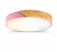 Alpinaluz Plafonnier LED Ø40 cm - Métal rose et bois naturel - 30 W avec lumière réglable CCT (3000K/4000K/6000K) - Style nordique moderne pour salon, salle à manger ou chambre à coucher