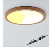 Alpinaluz Plafonnier LED effet bois 24 W Ø300 mm - Downlight LED encastrable ou surface, ultra fin 17 mm, 2400 lm, CCT 3000K/4000K/6000K, coupe Ø65-270mm, IP44, design moderne minimaliste