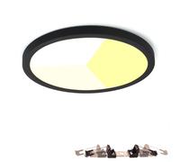 Alpinaluz Plafonnier LED noir 24 W Ø300 mm - Downlight LED encastrable ou surface, ultra fin 17 mm, 2400 lm, CCT 3000K/4000K/6000K, coupe Ø65-270 mm, IP44, design moderne minimaliste