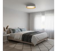 Alpinaluz Plafonnier LED Plafond Ø40 cm 30W Abat-jour Textile Blanc avec Intérieur Doré Réfléchissant Lumière Réglable CCT 3000K/4000K/6000K Design Élégant pour Salon Chambre