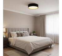 Alpinaluz Plafonnier LED Plafond Ø40 cm 30W Abat-jour Textile Noir avec Intérieur Doré Réfléchissant Lumière Réglable CCT 3000K/4000K/6000K Design Élégant pour Salon Chambre