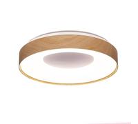 Alpinaluz Plafonnier LED rond 30 W Ø38,5 cm - Design minimaliste avec cadre effet bois et anneau intérieur blanc - Lumière CCT réglable 3000K-4000K-6000K pour salon, chambre ou cuisine