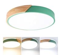Alpinaluz Plafonnier LED Rond Ø40 cm en Bois et Métal - CCT 3000K/4000K/6000K - Design Nordique avec Diffuseur Opale et Lumière d’Ambiance (Vert 30W)