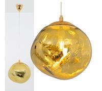 Alpinaluz Suspension boule en verre métallisé doré Ø36 cm - Abat-jour irrégulier décoratif - Culot E27 - Hauteur réglable - Design moderne pour salon, salle à manger ou chambre