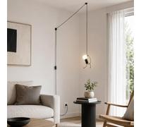 Alpinaluz Suspension E27 avec Prise et Interrupteur, Silhouette Noire | Design métallique articulé à posture ajustable pour chambre, salon, bureau, coin lecture et espaces créatifs