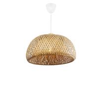 Alpinaluz Suspension en bois de saule naturel, diamètre 480 mm, abat-jour double couche en forme de demi-cercle, support de lampe en bois, câble blanc, réglable, idéal pour plafond, salon,