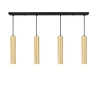 Alpinaluz Suspension Linéaire Dorée à 4 Lampes - Style Moderne et Minimaliste - Tubes en Aluminium 30 cm - Douilles GU10 - Câbles en Tissu Réglables - Barre de 100 cm pour Cuisine ou Salle à Manger