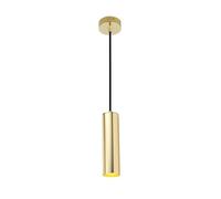 Alpinaluz Suspension tubulaire de plafond en aluminium 20 cm - Design moderne minimaliste, douille GU10, câble textile réglable 120 cm (Or)