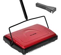 Alpine Balai manuel pour tapis - Brosse triple - Non électrique multi-surfaces - Balayage facile pour moquettes (rouge - mise à jour)