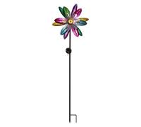 Alpine Corporation IHD144SLR Fleur Solaire Piquet de Jardin avec Fibre Optique LED Centre, Éolienne en Métal Décoration de Cour, Extérieur à énergie Solaire pour pelouse et Patio