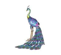 Alpine Corporation JUM208 Statue de Jardin en Forme de Paon métallique Multicolore 71 cm