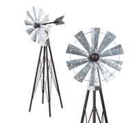 Alpine Corporation Moulin à Vent en métal avec Piquet de Jardin Alpin - Bronze et Argent - JUM368