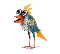 Alpine Corporation Statue d'oiseau Debout en métal aux Yeux Larges Multicolore 27,9 cm de Haut