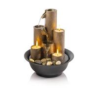 Alpine Corporation WCT202 Fontaine à eau d'intérieur à étages avec 3 bougies pour bureau et table, 28 cm, marron