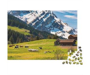 Alpine Mountain Pasture Puzzle for Adultees 1000P Recyclable Paper Rural Scenery Puzzle Parent Garçon & Fille Accessoires de Jeu Developing Boy & girlren‘s Intelligence Toy 52x38cm/1000Ps
