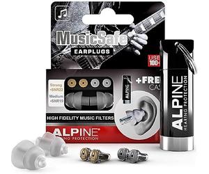 Alpine MusicSafe Bouchons d'oreilles : protection auditives pour musiciens - Haute fidélité du son - 2 jeux de filtres Interchangeables - Hypoallergénique et Réutilisables - Embouts transparents