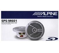 2 ALPINE SPS-M601 Haut-Parleurs 2 Voies Marins Argent De 165 MM 35 Watt RMS Boat