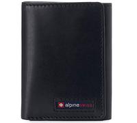 alpine swiss Portefeuille à trois volets RFID Safe pour homme Leon en cuir de vachette livré dans une boîte-cadeau noire