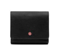 alpine swiss Portefeuille RFID en cuir véritable à trois volets avec fenêtre pour carte d'identité, porte-monnaie, porte-cartes, petit portefeuille compact pour femme, Noir , Taille unique