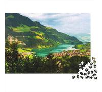 Alpine Village 1000 Piece Jigsaw Puzzle Recyclable Papier Mountain Lake Senior Puzzles Fête Jeu Accessoires Idée de Cadeau Parfaite for Femmes and Hommes Both 52x38cm/1000pcs
