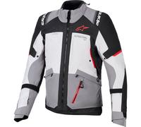 Alpinestars Andes V4 Drystar Veste textile de moto imperméable, gris-rouge, taille XL pour homme