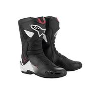 Alpinestars Bottes de moto SMX-6 V3, protection haute vitesse et confort - Certifiées CE, patins d'orteils remplaçables, protection améliorée de la cheville, design respirant et léger, noir/blanc, 49
