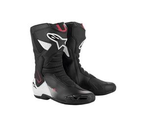 Alpinestars Bottes de moto SMX-6 V3, protection haute vitesse et confort - Certifiées CE, patins d'orteils remplaçables, protection améliorée de la cheville, design respirant et léger, noir/blanc, 49