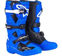 Alpinestars Tech 7S Bottes de motocross pour les jeunes, noir-blanc-bleu, taille 37