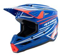 Alpinestars SM3 Wurx Casque de motocross pour jeunes, blanc-rouge-bleu, taille L pour homme