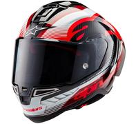 Alpinestars Supertech R10 Team Carbon Casque, noir-blanc-rouge, taille M pour homme