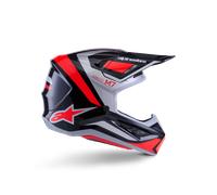 Alpinestars Casque S-M7 Rise ECE 22.06 Black Silver Red Fluo Glossy, Taille: XS