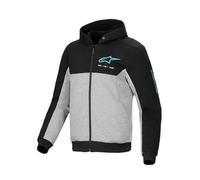 Alpinestars Chrome V2 Duo Sport Sweat à capuche zippé de moto, gris/noir/bleu, M