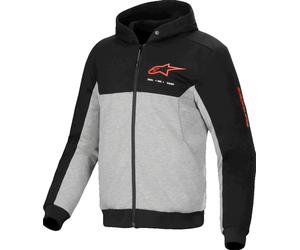 Alpinestars Chrome V2 Duo Sport Sweat à capuche zippé de moto, Gris/Noir/Rouge, Taille 3XL