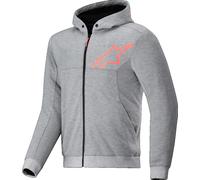 Alpinestars Chrome V2 Sport Sweat à capuche zippé de moto, Gris/Rouge, Taille S