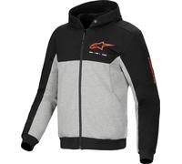 §Sweat à Capuche Moto Alpinestars Chrome V2 Sport Noir Gris-Chiné-Rouge Fluo§