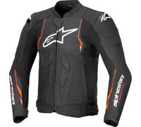 Alpinestars Dusk Airflow Blouson en cuir de moto perforé, Noir/Rouge néon, Taille 46