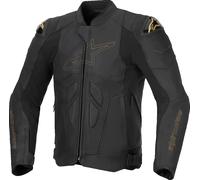 Alpinestars Dusk Blouson de moto en cuir, noir-or, taille 56 pour homme