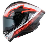 Alpinestars Supertech R10 Team Carbon Casque, Schwarz/Rot/weiß, L (59/60)