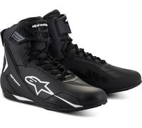 Alpinestars Chaussures de moto Faster-4, légères et respirantes, construction tricotée sans couture et protection avancée, Noir/blanc, 9.5