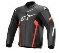Alpinestars Faster V2 Leather Jacket Black Red Vestes, Noir/Rouge Fluo, 50 Hommes