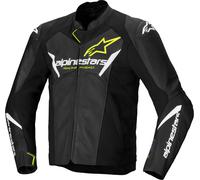 Alpinestars Faster V3 Airflow, veste en cuir 54 Noir/Blanc/Jaune Néon Noir/Blanc/Jaune Néon
